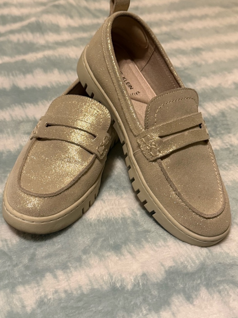 Calvin Klein Women's Glitter Loafers in Champagne Gold